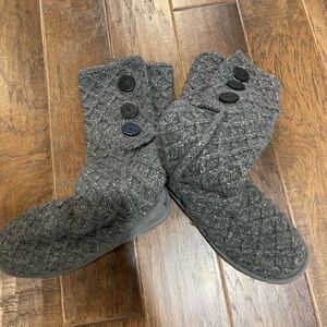 UGG Charcoal Knit Boots with Button Detail